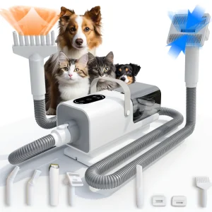 13kpa Suction 9 in 1 Pet Grooming Vacuum Kit Smart Thermostat LED Touch Panel 2.2L Quiet Dog Cat Hair Dryer Groomer Clipper