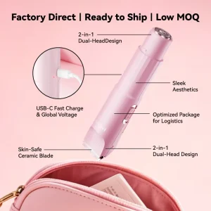2 in 1 Double Head Electric Mini Waterproof IPX4 Body Pubic Sensitive Areas Facial Hair Remover Shaver Trimmer for Household Car
