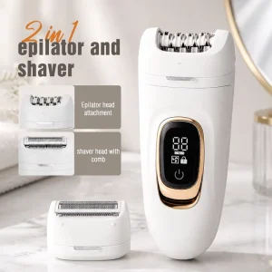 2 in 1 Epilator for Women Professional Lady Shaver Set IPX6 Waterproof Shaving Machine with LED Light Display Type C