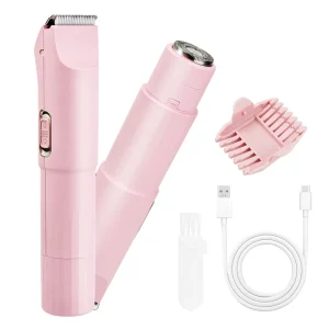 2 in 1 Women Electric Shaver Dual Head Bikini Trimmer for Women Hair Trimmer and Facial Hair Remover for Bikini Underarm Leg Arm