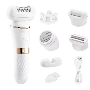 3 in 1 Hair Removal Device with Epilator Shaver Facial Brush Face Massage and Body Exfoliator for Leg Arm Face Body