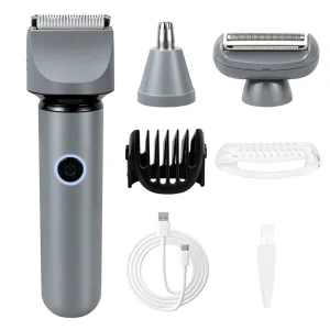 3 in 1 IPX7 Waterproof Men’s Grooming Kit with Pubic Nose Hair Trimmer and Ball Shaver for Nose Balls Groin Legs Chest Hair Removal