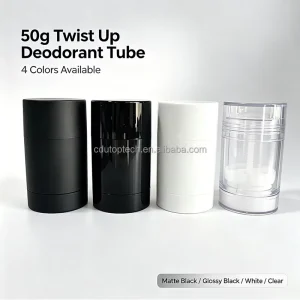 50g Bottom Fill Twist up Deodorant Tube Antiperspirant Stick Container Matte Glossy Black White Clear Cosmetic Packaging Bottle