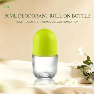 50ml Glass Roll on Deodorant Bottle with Roller Ball Refillable Travel Packaging Container Custom Logo MOQ10000PCS