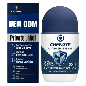 Antiperspirant Roll on Deodorant for Men 72 Hour Sweat Odor Control Long Lasting Dry Fresh Antibacterial Alcohol Free 50ml
