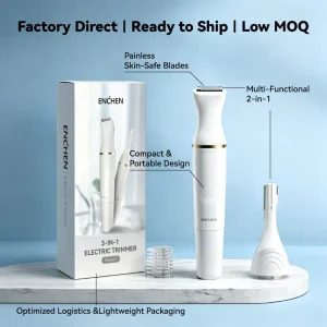 Battery Powered 2-in-1 Ladies Electric Eyebrow Trimmer and Epilator Set Painless for Car & RV Use Household