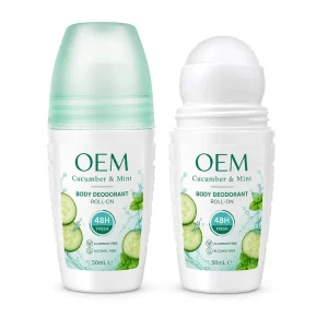 Cucumber Mint Body Deodorant Roll On 48H Fresh Aluminum Free Alcohol Free 50ml Private Label Underarm Odor Protection