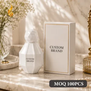 Customized Logo White Matte Floral Perfume 100ml EDP Geometric Faceted Bottle Long Lasting Eau De Parfum Private Label Spray