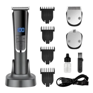 Digital Display Cordless Professional Hair Trimmer Set Rechargeable Barber Hair Clipper With LCD