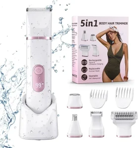 Electric Bikini Trimmer for Women IPX7 Waterproof Shaver Cordless Body & Facial Razors for Women Painless Hair Removal Kit