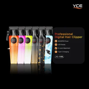 Electric Hair Clipper Professional Cordless Barber Trimmer LED Display 8000RPM Ceramic Blade Plastic 5 Level Taper Control