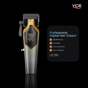 Electric Hair Clipper Professional Cordless Barber Trimmer LED Display 8000RPM Ceramic Blade Plastic 5 Level Taper Control