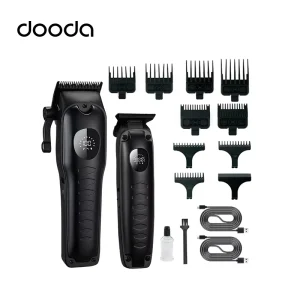 Electric Metal Men’s Hair Clippers Trimmers Set 7000rpm Professional Cordless Barber Clippers LCD Display Stainless Steel