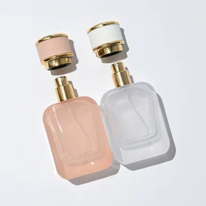 Empty Square 30ml Glass Perfume Spray Bottle 50ml 100ml Parfum Container With PU Leather Woven Lid