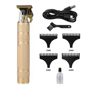 Factory Price Wireless Electric Aluminum Hair Clipper OEM Barber Customized Small Waterproof Stainless Steel T Hair Trimmer