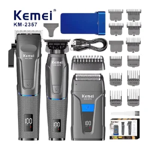 For KEMEI Km 2375 Professional Cordless Hair Clipper Set Electric Rechargeable Hair Trimmer for Barber Use in Household