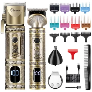 HATTEKER RFC 691802 Men’s Professional Electric Hair Clippers 2 in 1 Set USB Charging Men’s Grooming Machine