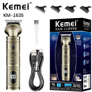 Hair Clipper KM 1635 Rechargeable LCD Oil Head Bronze Multi function Hair Clipper
