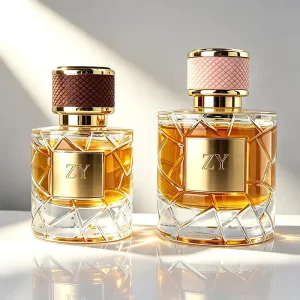 Heavy Weight Textured Unisex Glass Perfume Bottle 50ml 100ml Cylindrical Fragrance Bottle with Leather Cap