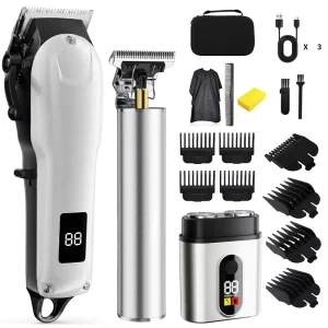 Household Cordless Electric Hairdresser Clippers Trimmers Set Rechargeable Shaver Men Hair Cutting Barber Kit for Men