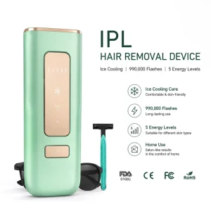 IPL Epilator for Women’s Body & Face Hair Removal Pain-free Permanent Vertical Ice Cooling System Portable