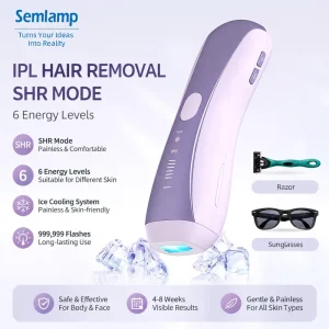 IPL Laser Hair Removal with Sapphire Ice Cooling Cordless Fast Flashing Painless Permanent Epilation Device for Body