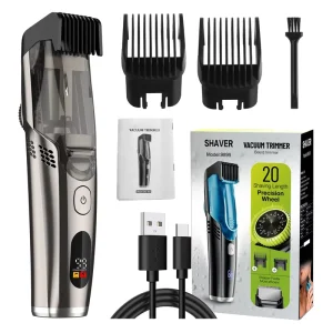 IPX6 Automatic Vacuum Trimmer Men Beard Trimmer Shaver Razor Groin & Body Grooming Kit Professional Cordless Hair Clippers