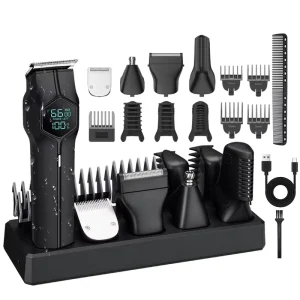 IPX7 Professional Barber Electric Hair Trimmer Clipper Set Stainless Steel Blades USB Rechargeable Household Commercial Use