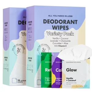 Individually Wrapped Biodegradable Sweat Block Antiperspirant Deodorant Underarm Wipes for Body
