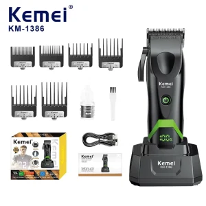 KEMEI Km 1386 Electric Hair Cutter Appliance 7500RPM Adjusted Steel Blade 2000mAh Dual Charge Dock Hair Clipper Supplier