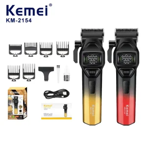 KEMEI Km-2154 Dual Color 2600mAh Hair Trimmer 9000RPM Adjustable Speed Salon Hair Clipper with LED Light Factory Yiwu