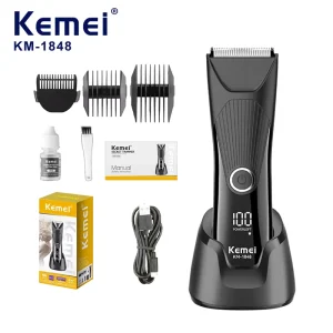 Kemei Km-1848 Waterproof Private Hair Trimmer Hair Removal Epilator Shaver Groomer Beard Kit Full Body Hair Remover With Stands