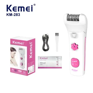 Kemei Km 283 Womens Mini Epilator 450mAh Stainless Steel Floating Blades IPX4 LED Light USB Charge Hair Remover OEM Factory