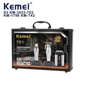 Kemei Km-S3 Pro IPX7 Hair Clipper Combo Classic Code Box Pack Hair Trimmer Km-3023-702 Professional Set Electric Razor 3in1 Kit