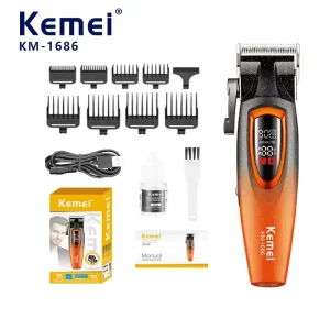 Km 1686 Men’s 2500mAh Hair Clipper 9000RPM Adjustable DLC Blade USB Charging Multi Colors Barber Trimmer Factory