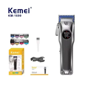 Km 1699 Professional Cordless Electric Hair Trimmer Clippers USB Rechargeable LCD Display English for RV Hotel Household