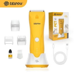 LILIPRO PT304 Rechargeable Dog Hair Clipper Low Noise Pet Trimmer Animal Shaver Cordless Cat Grooming Product Kit with Led Light