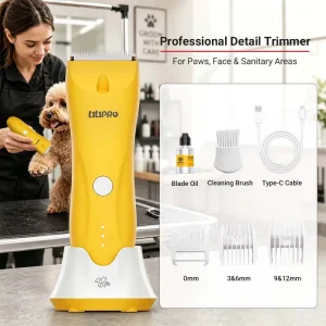 LILIPRO PT304 Rechargeable Quiet Dog Hair Trimmer Electric Pet Clipper Shears Cordless Cat Grooming Product Set with LED Light