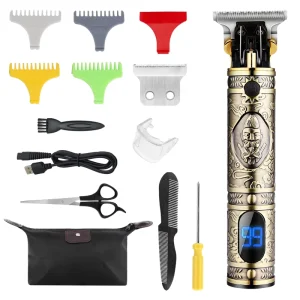 LM 300 Men’s Professional Cordless Hair Trimmer USB Rechargeable Stainless Steel Blades Household Hotel Use 1200mAh Battery IPX6