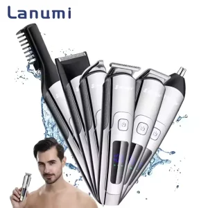 Lanumi SH 77 All One Professional Stainless Steel Hair Trimmer Kit Rechargeable Electric IPX5 Waterproof LCD Display English