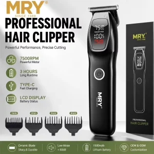 MRY Hair Clipper Barber Trimmer LCD Display Type C Rechargeable 1500mAh 7500RPM Guide Combs Grooming Kit Hair Cutting Trimmer