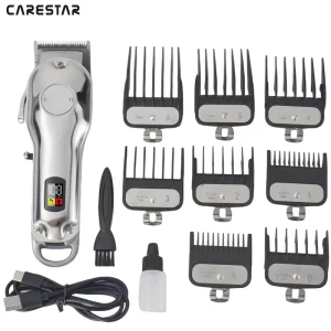 Metal Cordless Barber Hair Clipper 7000RPM 2000mAh Stainless Steel Rechargeable for Salon Use Hair Clipper Trimmer