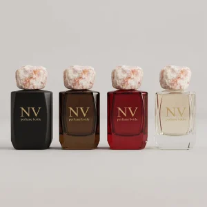 Multi Color Concave Square Glass Perfume Bottles Custom Empty Perfume Bottle Irregular Marble Stone Cap Factory