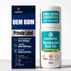 Natural Deodorant Roll On with Amber Sandalwood for Private Label OEM Custom Scent Low MOQ Vegan 75ml