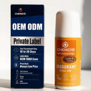 Natural Deodorant Roll On with Amber Sandalwood for Private Label OEM Custom Scent Low MOQ Vegan 75ml