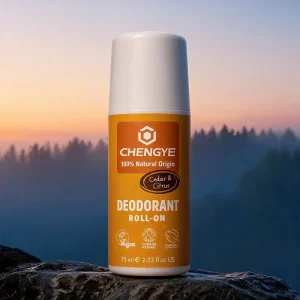 Natural Deodorant Roll On with Amber Sandalwood for Sensitive Skin Aluminum Free Non Sticky Vegan Long Lasting 75ml