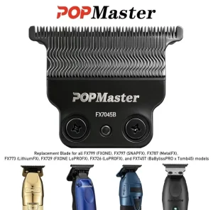 POPMaster Zero Gap Blade Titanium Alloy MIM T blade Deep Teeth Replacement Blade Compatible with BabylissPro Trimmer