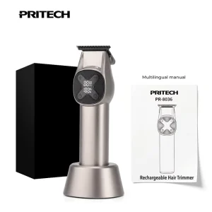PRITECH Professional Hair Trimmer 6000-8000RPM Variable Speed Barber Clipper 2000mAh Lithium Battery LED Display T-Blade