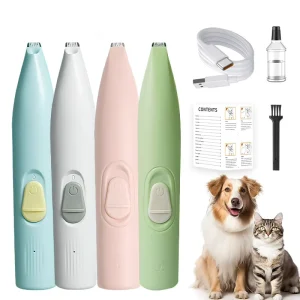 Pet Hair Trimmer Dog Clippers for Grooming Rechargeable Cordless Electric Dog Cat Paw Trimmer with LED Light