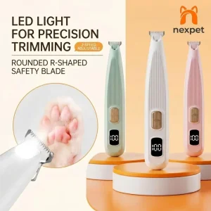 Portable ABS Low Noise Cordless Dog Paw Grooming Clippers LED Light Electric Rechargeable Nail Trimmer Pet Hair Trimmer